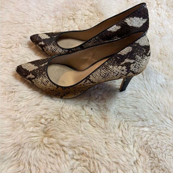 ANTONIO MELANI Brown and Cream Snakeskin Heels with Calf Fur - Picture 2 of 9